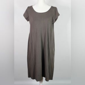 Eileen Fisher Organic Cotton Gray Brown Dress Medium